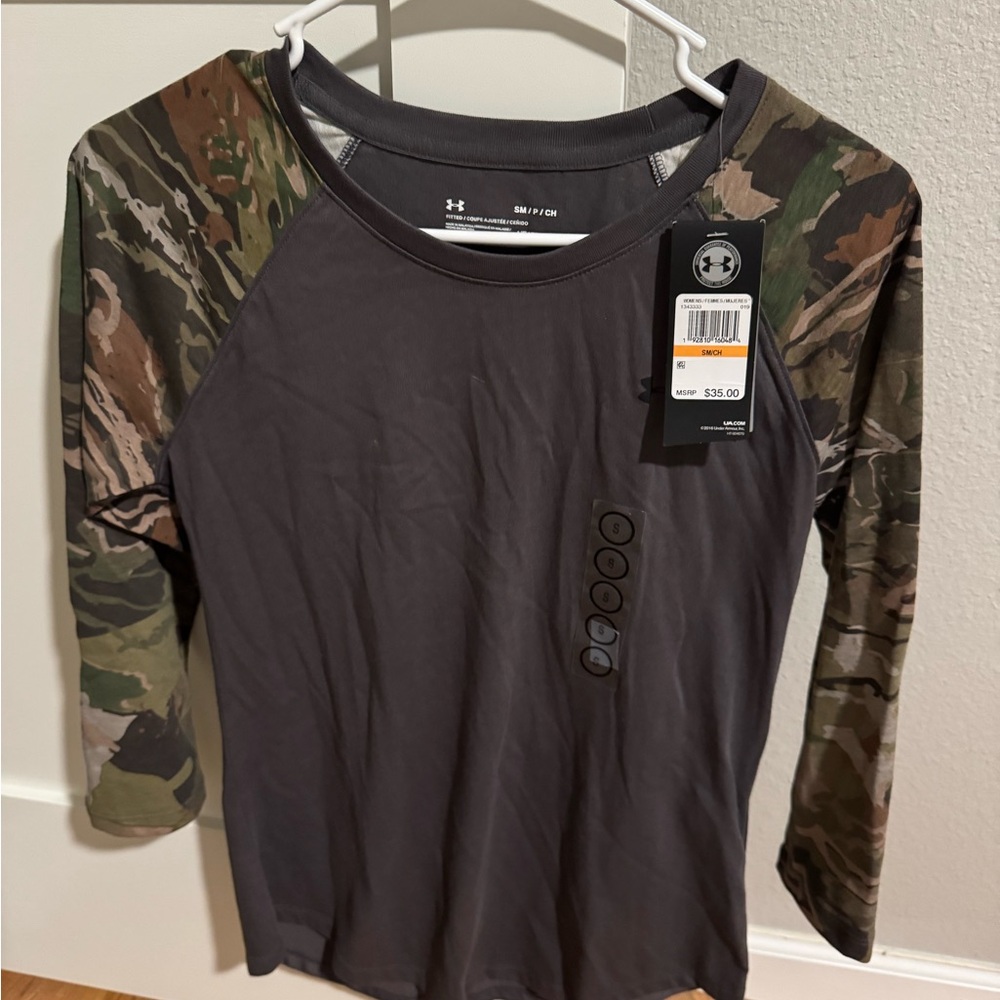 Under Armour Dark Gray Shirt with Camouflage Sleeves